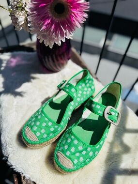 Free People Green Daisy Espadrille Flats